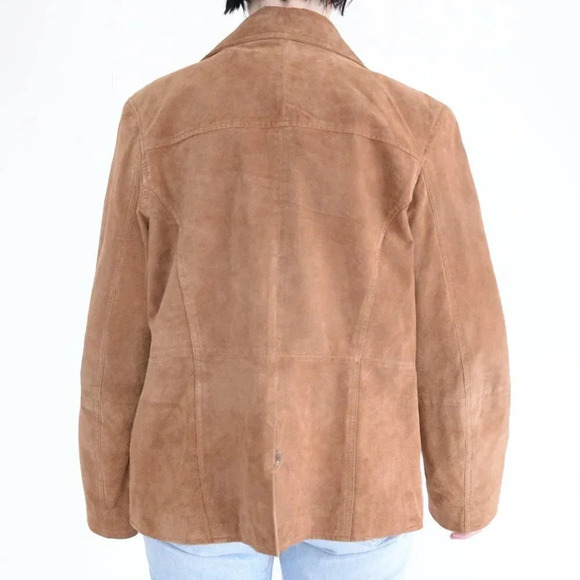 Vintage BUM Equipment Tan Suede Leather Button Up Jacket Size XL - Picture 3 of 13
